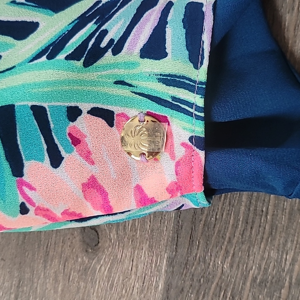 Lilly Pulitzer Floral Mini Dress - Reversible Pink and Green 19 Ptp Appx S/M - Picture 5 of 8